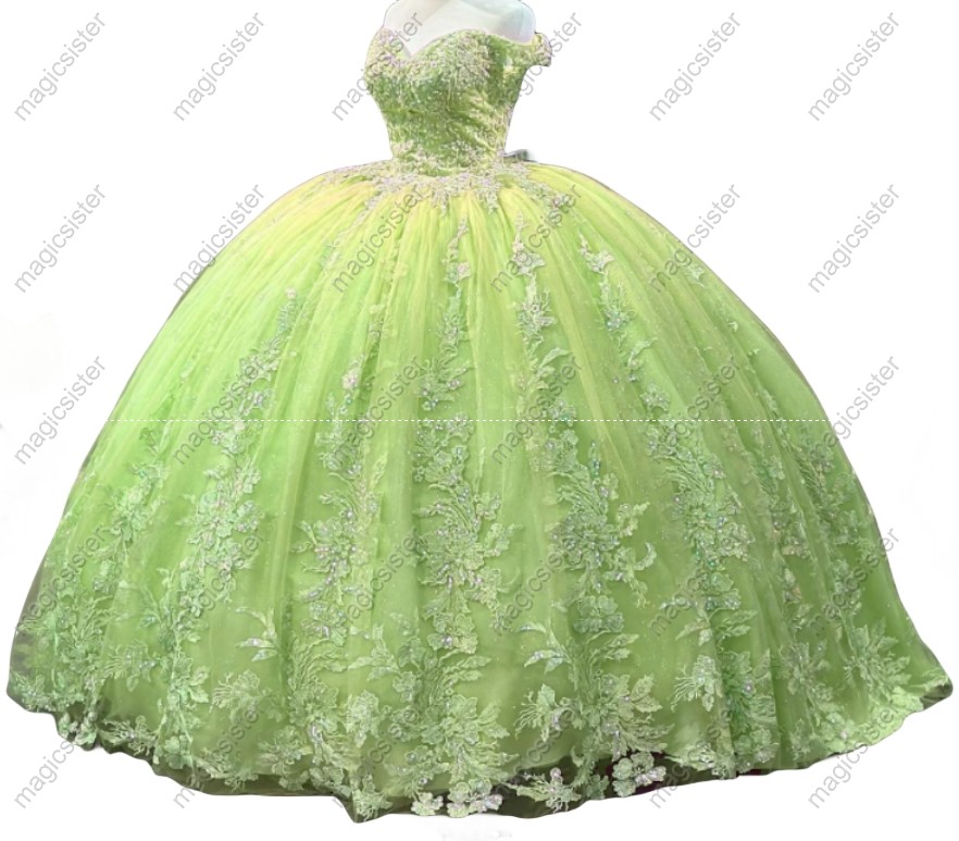 Glitter Factory Wholesale Floral Appliques Quinceanera Dress