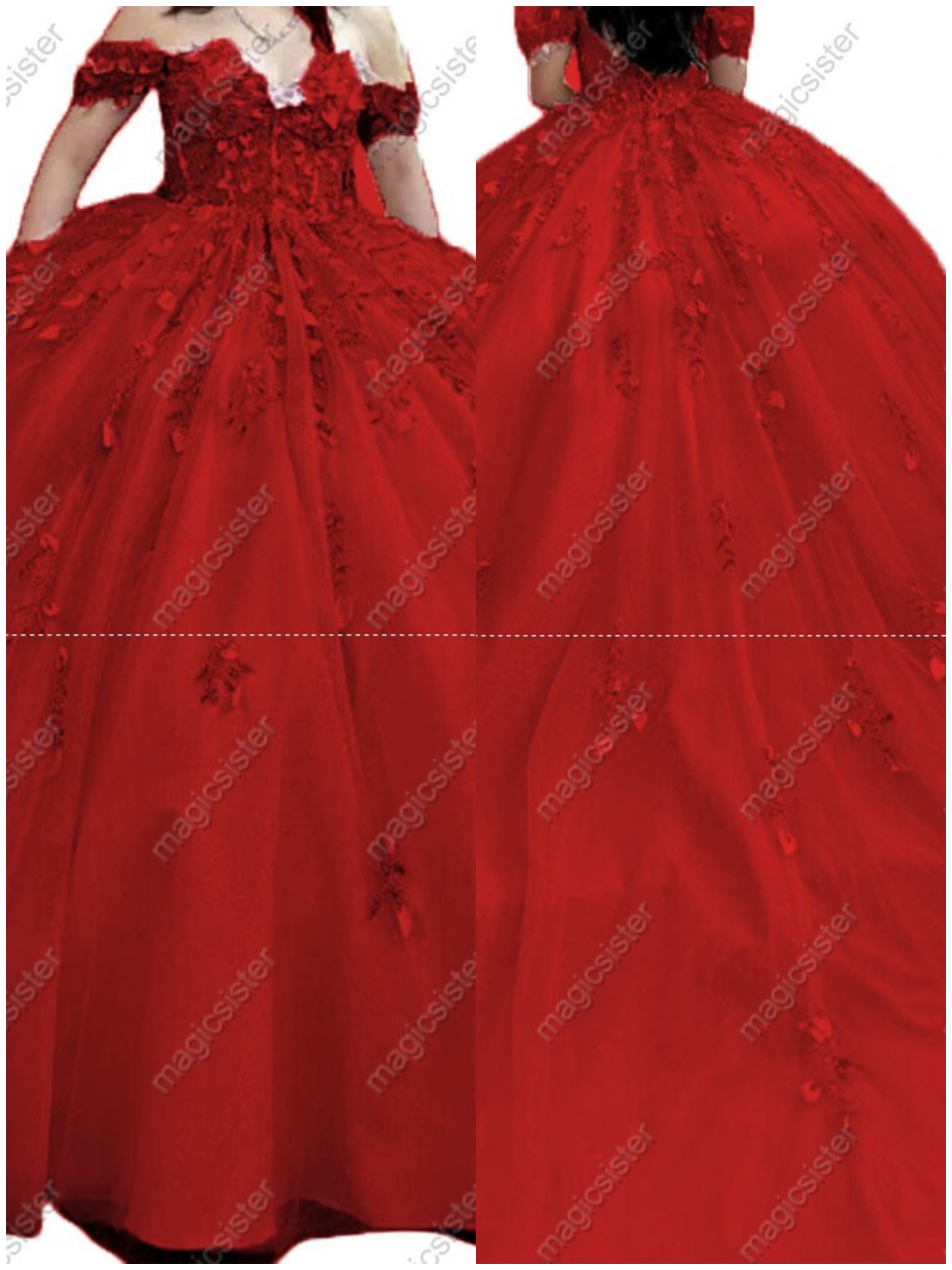 Factory Wholesale Glitter Floral Appliques Quinceanera Dress