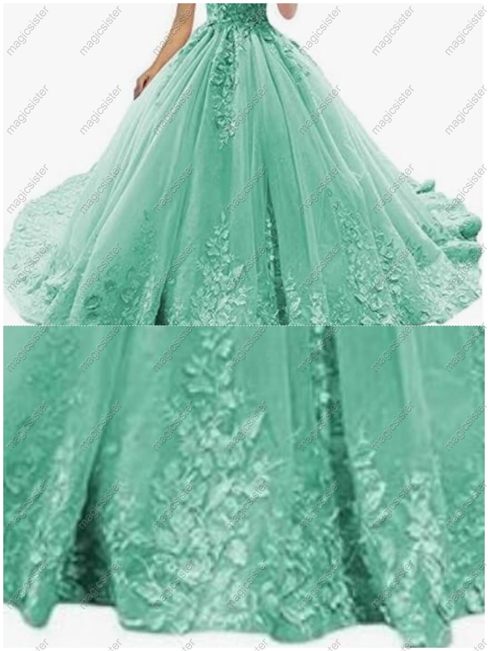 Sage Beautiful luxury Hot Sale 3D Flower Lace Quinceanera Dress
