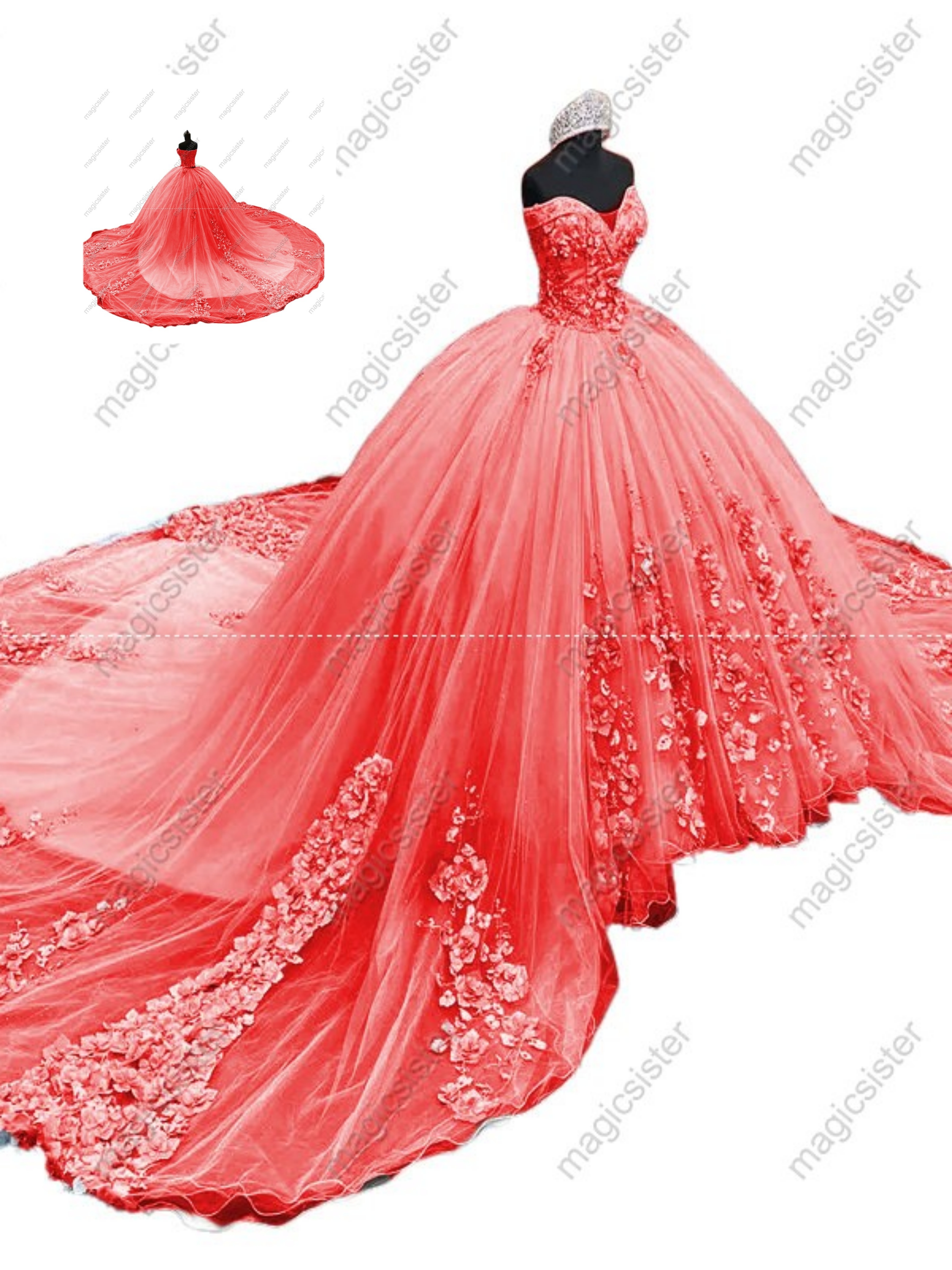 Factory Wholesale Luxury 3D Floral Quinceanera Dress