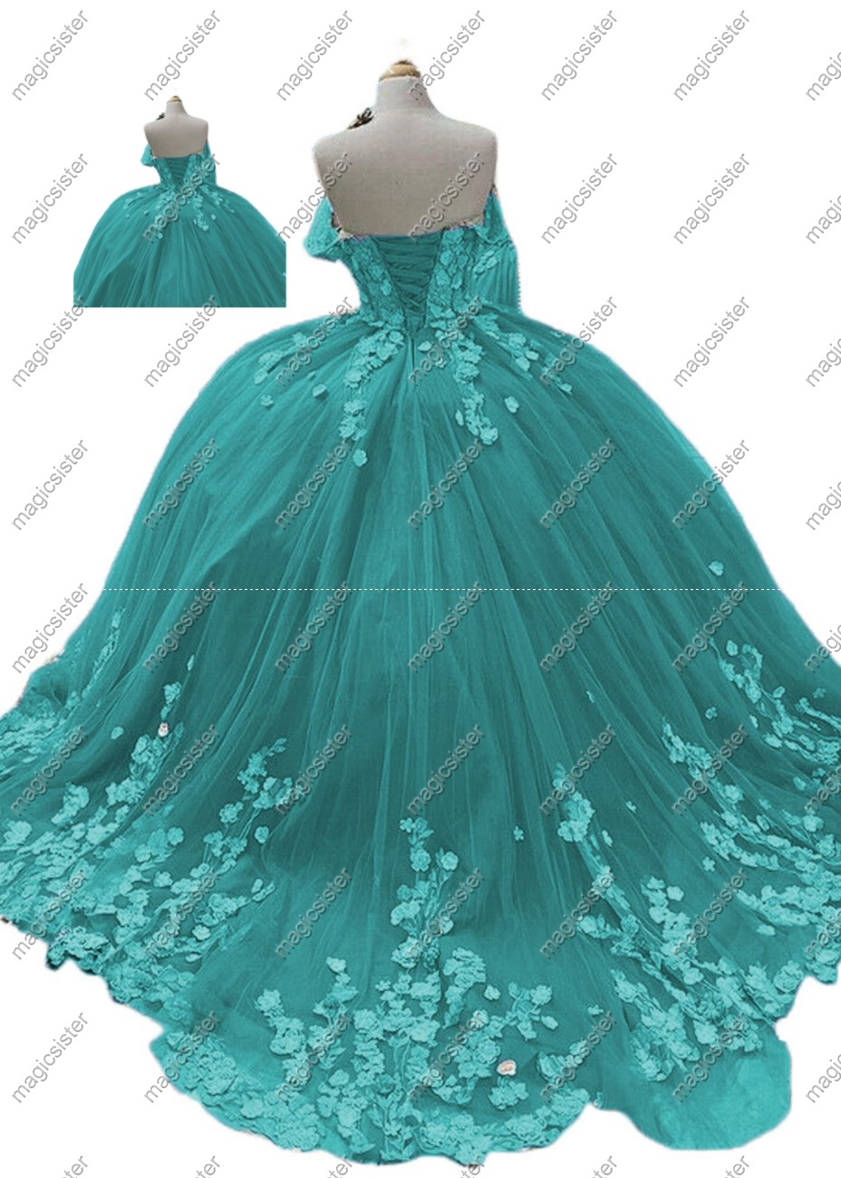 Factory wholesale 3D flower backless quinceanera dress