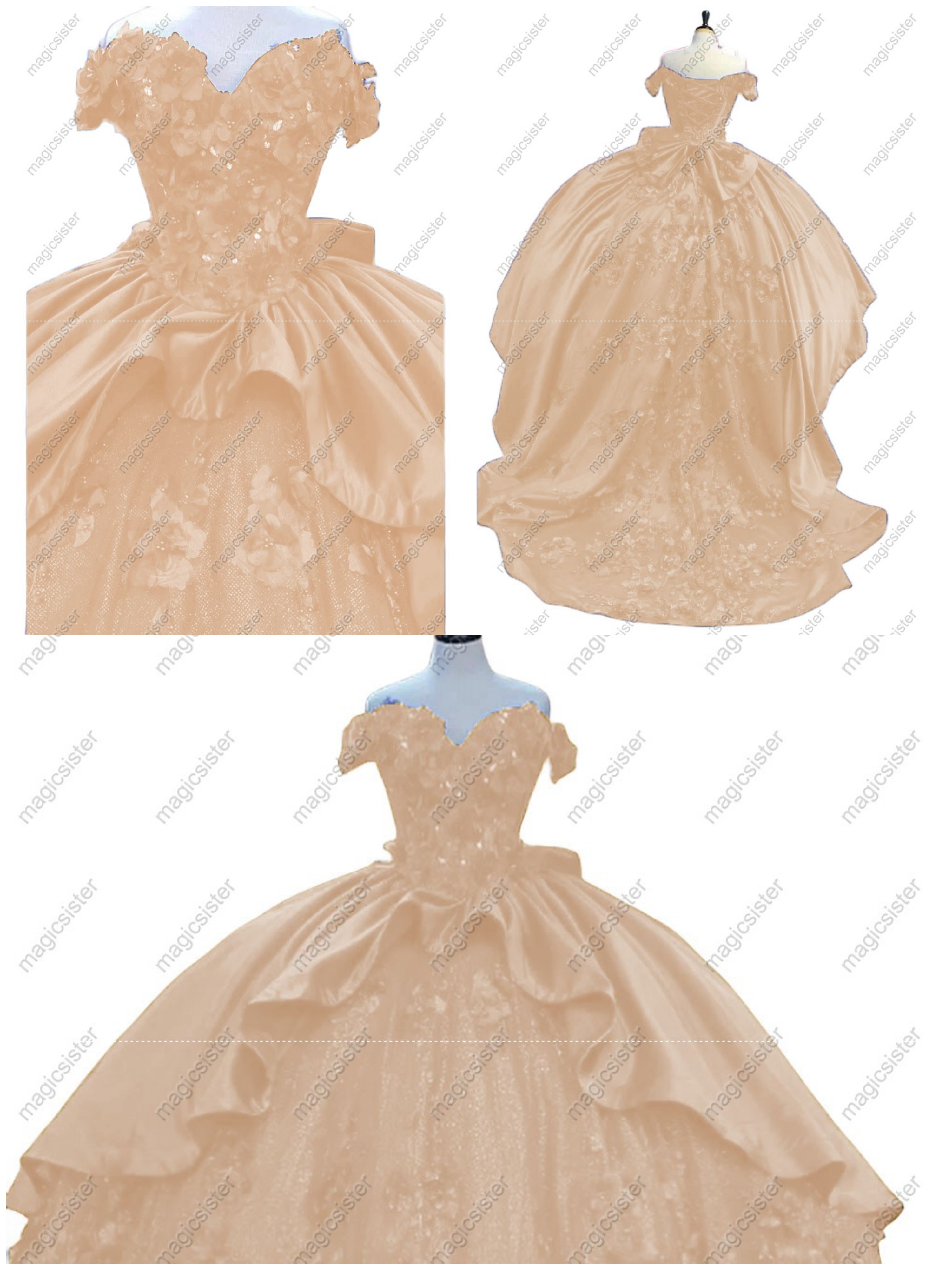 Factory Wholesale Luxury 3D Floral Quinceanera Dress