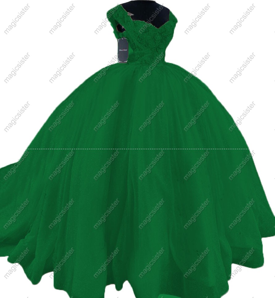 Emerald Green Sparkly Instock Factory Wholesale Quninceanera Dress