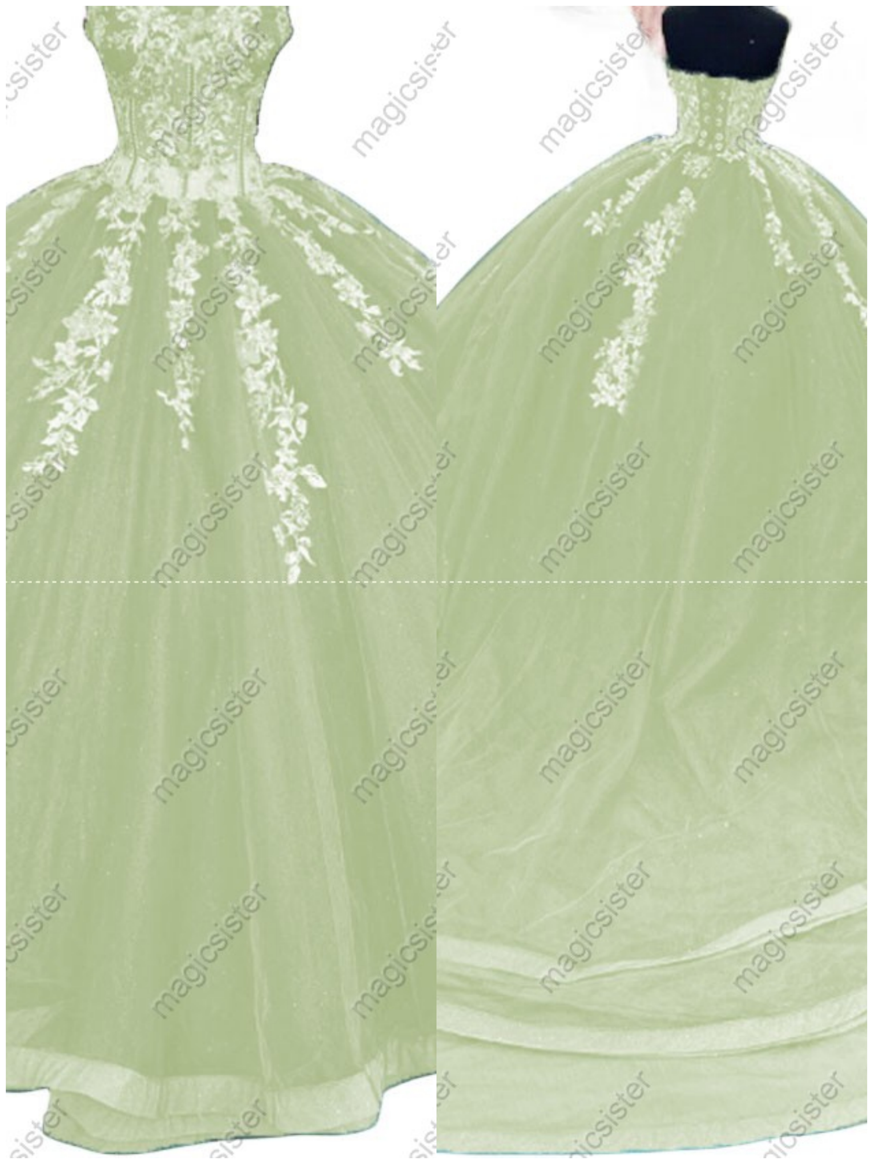 Sage Sparkly Instock Factory Wholesale Quninceanera Dress
