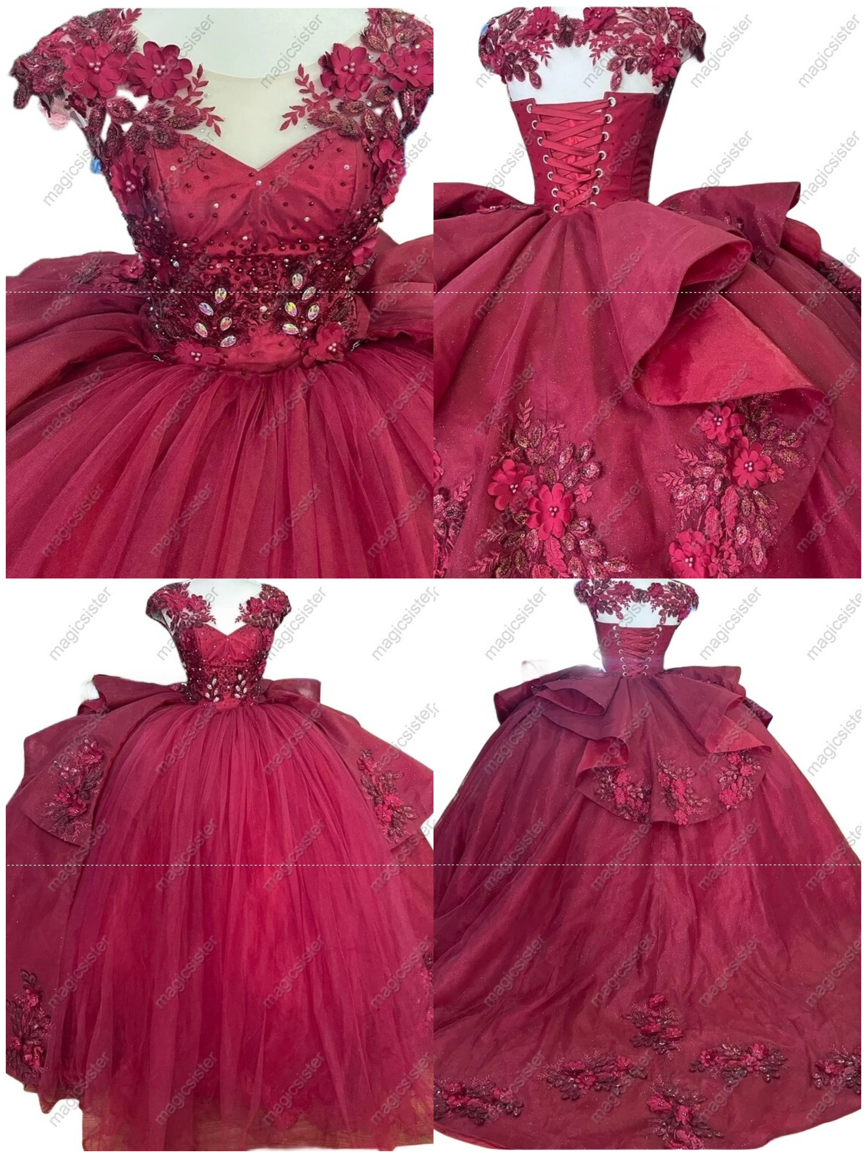 Factory Wholesale Customized 3D Floral Quinceanera Dress