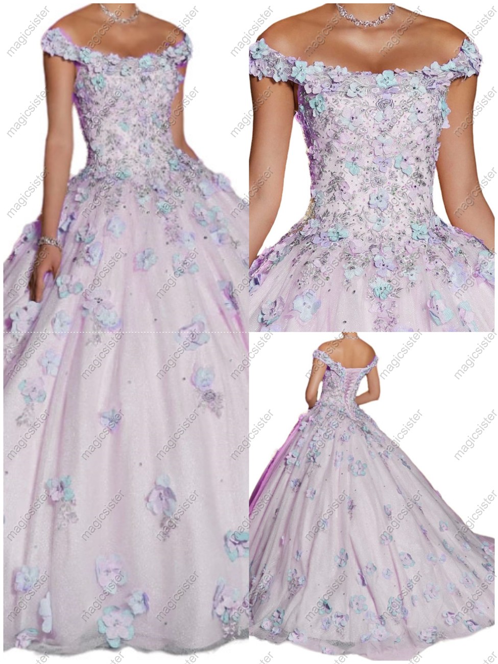 Factory Wholesale Elegant 3D Flower Quinceanera Dress