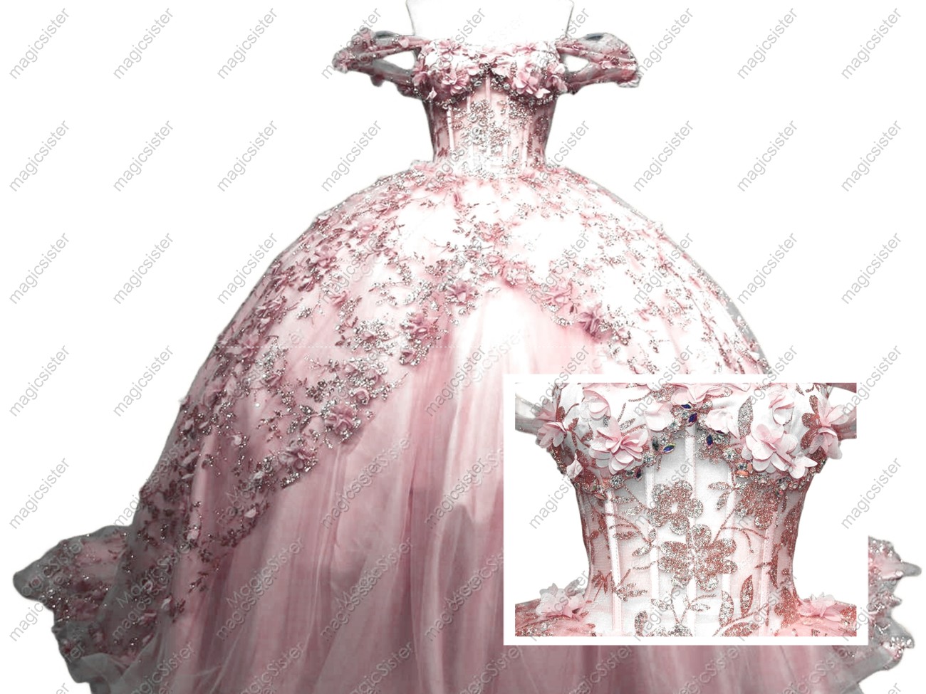 Princess Ball Gown Quinceanera Dresses Appliques Lace Beads Sweet 16 Dress Lace up Birthday Gowns