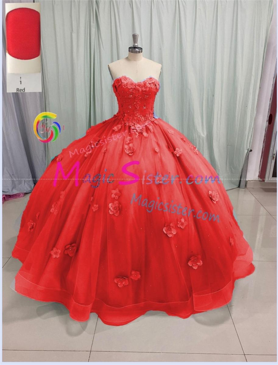 Factory Wholesale Elegant 3D Flower Quinceanera Dress