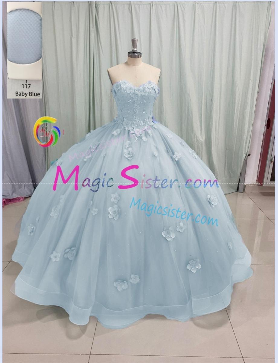 Factory Wholesale Elegant 3D Flower Quinceanera Dress