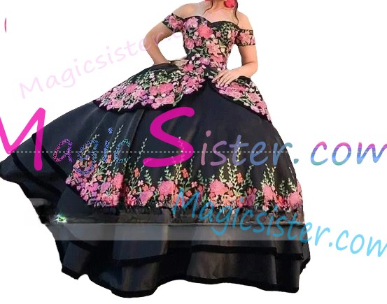 Beautiful Embroidery Charro Quinceanera Dress