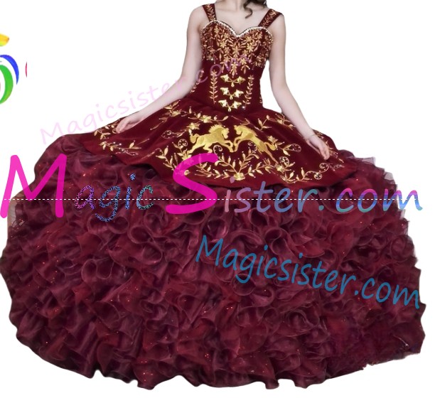Instock Embroidery Charro Quinceanera Dress