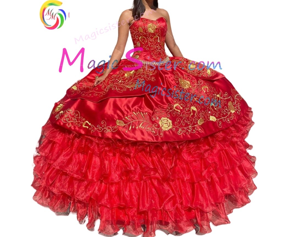 Beautiful Embroidery Charro Quinceanera Dress