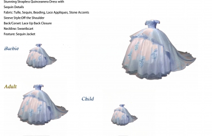 Iridescent Thick Glitter Tulle Quinceanera Dress