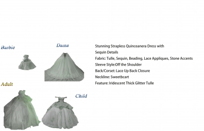 Iridescent Thick Glitter Tulle Quinceanera Dress
