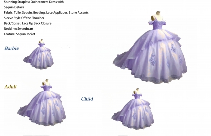 Iridescent Thick Glitter Tulle Quinceanera Dress