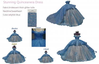 Iridescent Thick Glitter Tulle Quinceanera Dress