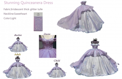 Iridescent Thick Glitter Tulle Quinceanera Dress