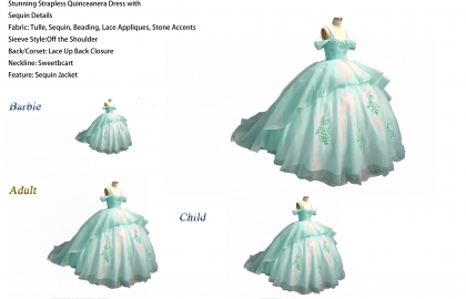 Iridescent Thick Glitter Tulle Quinceanera Dress