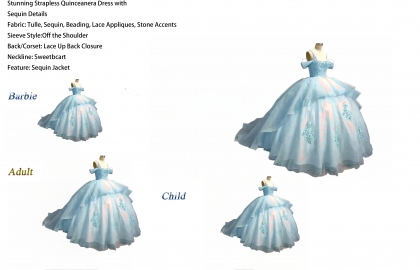 Iridescent Thick Glitter Tulle Quinceanera Dress