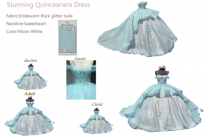 Iridescent Thick Glitter Tulle Quinceanera Dress