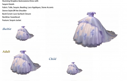 Iridescent Thick Glitter Tulle Quinceanera Dress