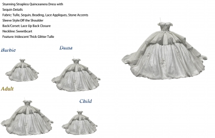Iridescent Thick Glitter Tulle Quinceanera Dress