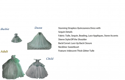 Iridescent Thick Glitter Tulle Quinceanera Dress