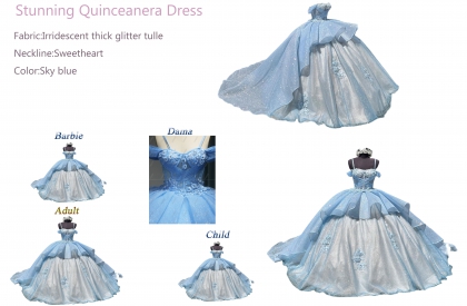 Iridescent Thick Glitter Tulle Quinceanera Dress