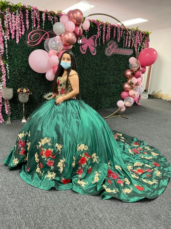 Instock 3D embroidery Flowers Quinceanera dresses