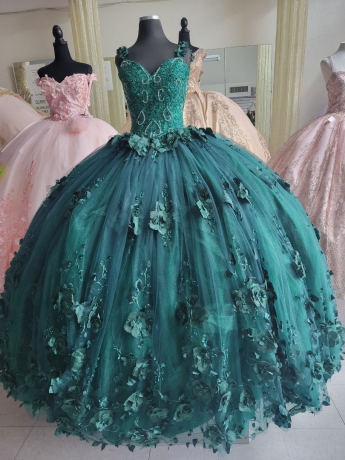 Instock 3D Flowers Quinceanera dresses