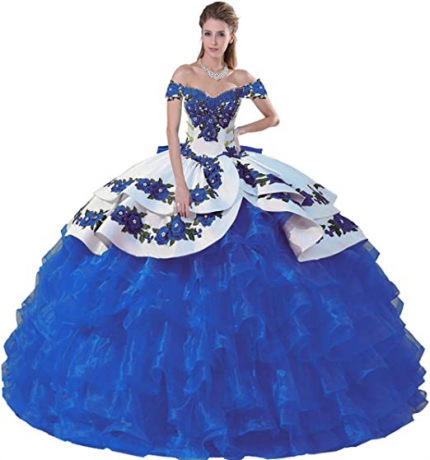 Instock embroidery Flowers Quinceanera dresses