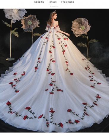 Instock embroidery Flowers Quinceanera dresses