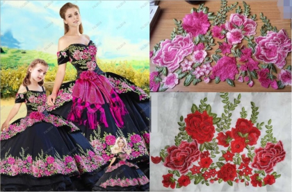 Instock embroidery Flowers Quinceanera dresses