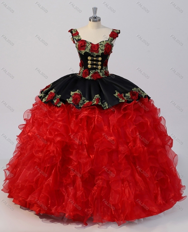 Instock embroidery Flowers Quinceanera dresses