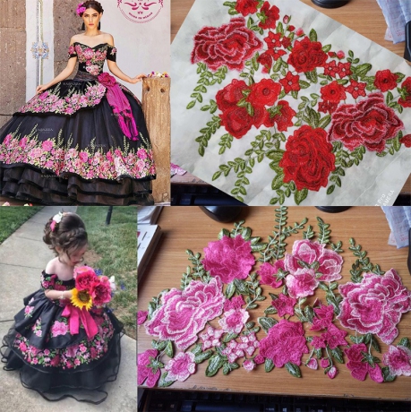 Instock embroidery Flowers Quinceanera dresses