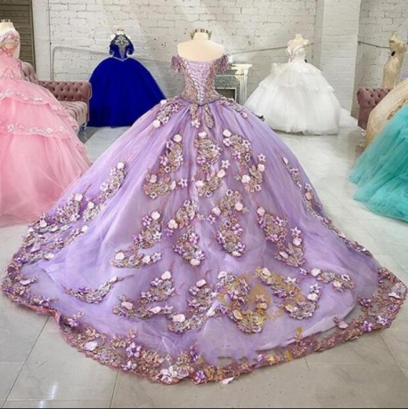 Instock 3D Flowers Quinceanera dresses
