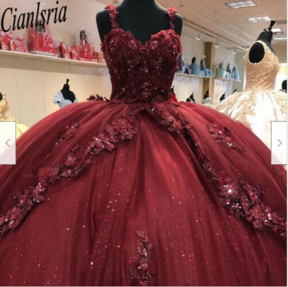 Instock 3D Flowers Quinceanera dresses