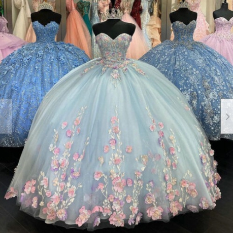 Instock 3D Flowers Quinceanera dresses