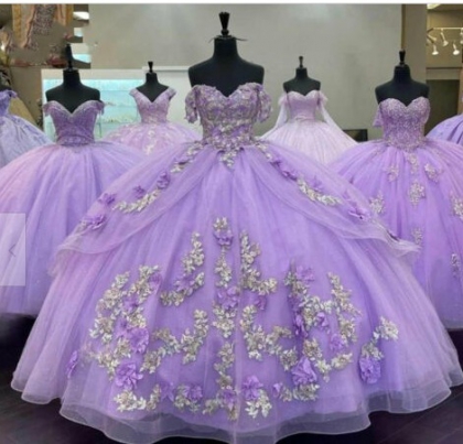 Instock 3D Flowers Quinceanera dresses