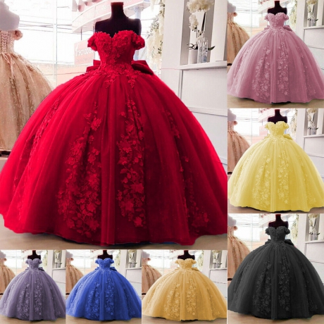 Instock 3D Flowers Quinceanera dresses
