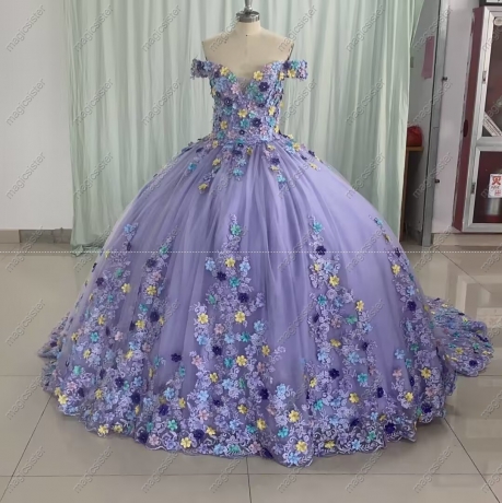 Instock 3D Flowers Quinceanera dresses