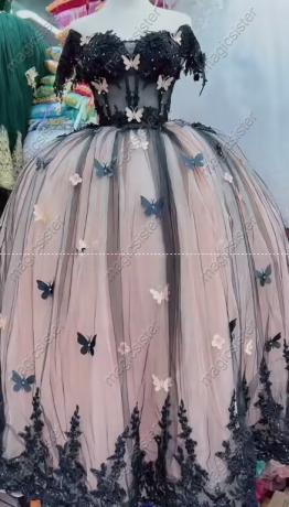 Instock Factory Wholesale Butterfly Quninceanera Dress