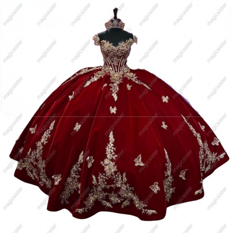 Instock Factory Wholesale Butterfly Quninceanera Dress