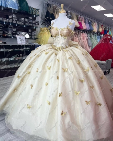Instock Factory Wholesale Butterfly Quninceanera Dress