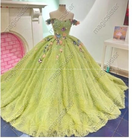 Instock Factory Wholesale Butterfly Quninceanera Dress
