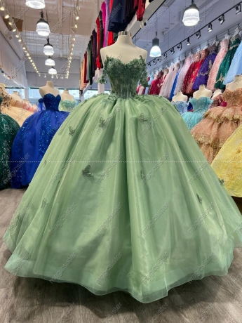 Instock Factory Wholesale Butterfly Quninceanera Dress