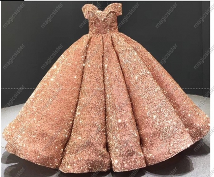 Instock Factory Wholesale Sequined Luxury Quinceanera Dres