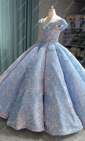 Instock Factory Wholesale Sequined Luxury Quinceanera Dress