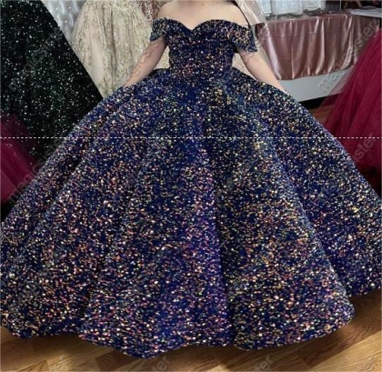 Instock Factory Wholesale Sequined Luxury Quinceanera Dress