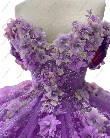 Beautiful Factory Wholesale 3D Flower Quinceanera Dress